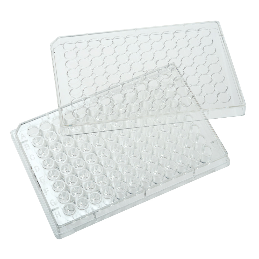 CELLTREAT 96 Well Non-treated Plate with Lid, Flat Bottom, Individual Pack, Sterile, 100/ Case